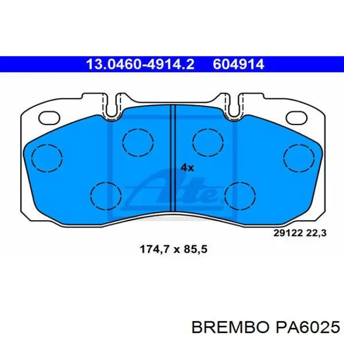 PA6025 Brembo передние тормозные колодки