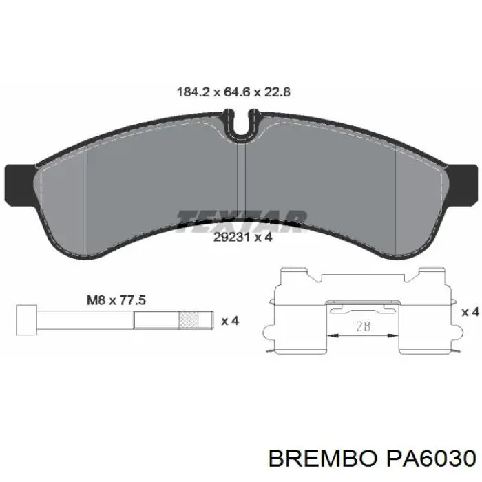 Купить PA6030 Brembo Колодки тормозные задние, дисковые