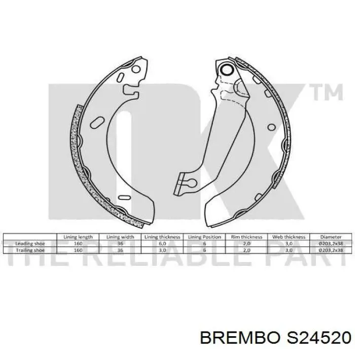 S24520 Brembo Барабанные тормозные колодки