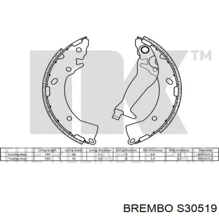 Задние барабанные колодки S30519 Brembo
