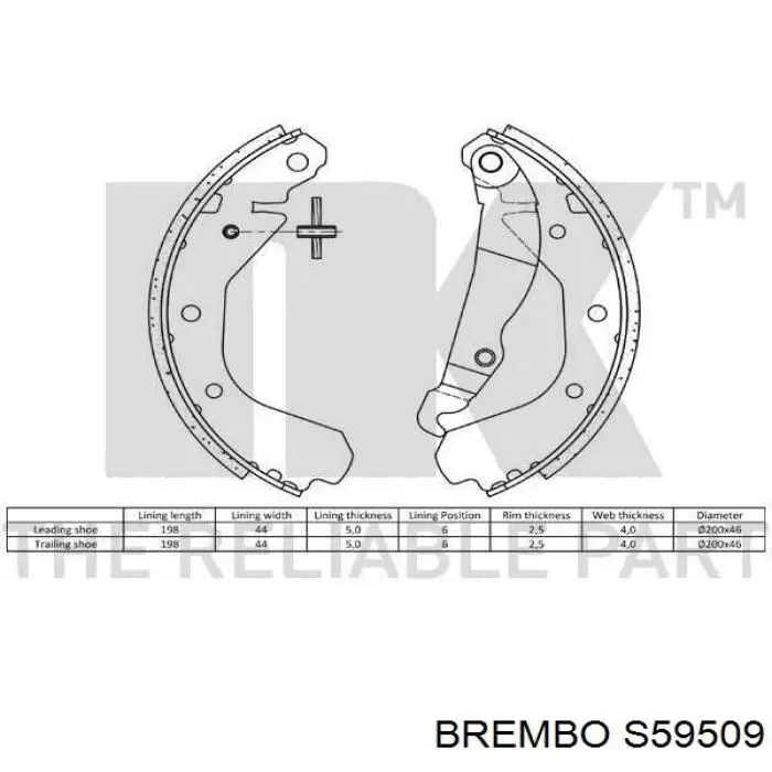 Задние барабанные колодки S59509 Brembo