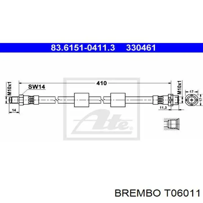 Шланг тормозной передний Brembo T06011 цена, от 9.62 USD