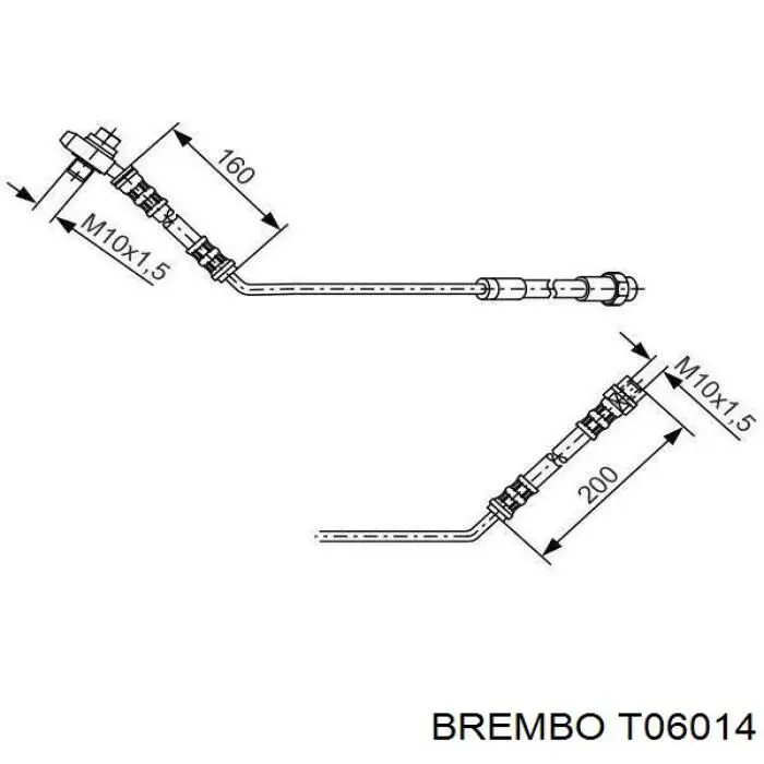 Шланг тормозной задний левый Brembo T06014