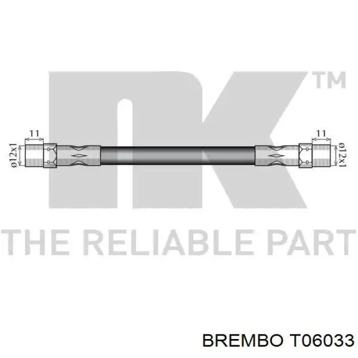 Шланг тормозной передний, левый Brembo T06033 цена, от 5.30 USD