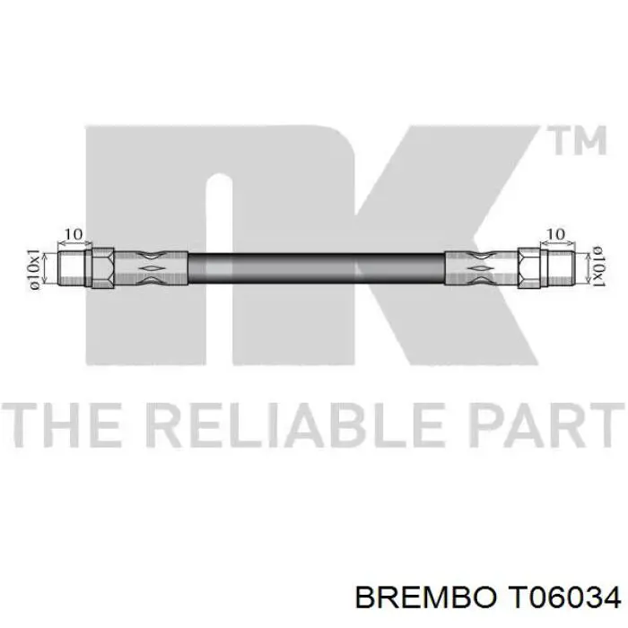 Tubo flexible de frenos delantero derecho T06034 Brembo