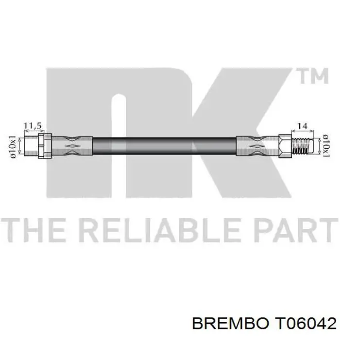 Задний тормозной шланг T06042 Brembo