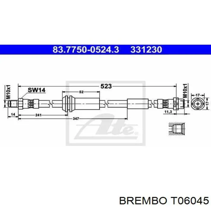 Купить T06045 Brembo Шланг тормозной передний