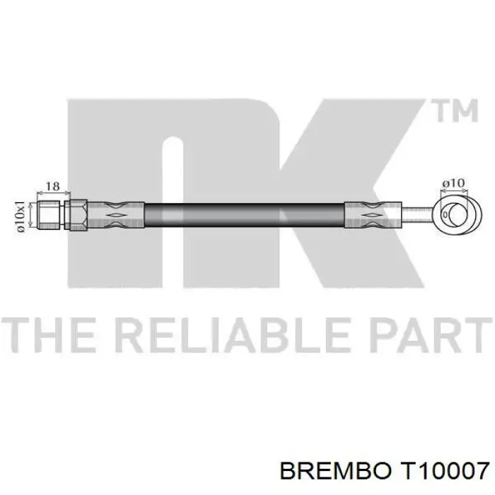 Шланг тормозной передний правый T10007 Brembo