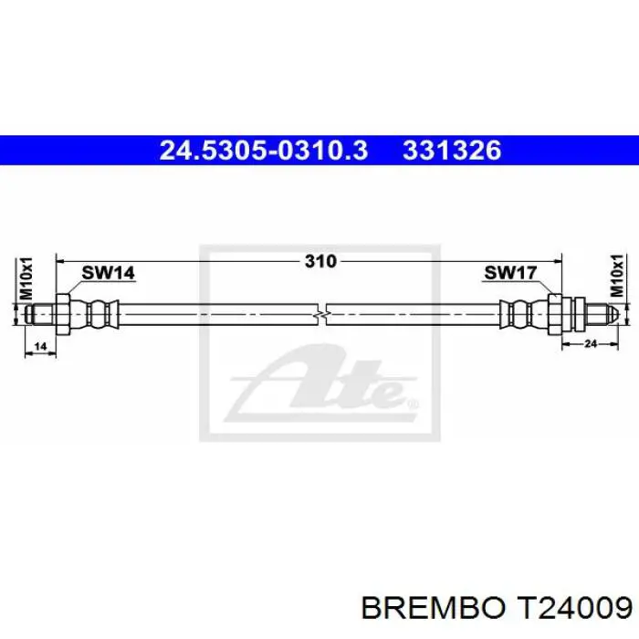 Latiguillo de freno delantero T24009 Brembo
