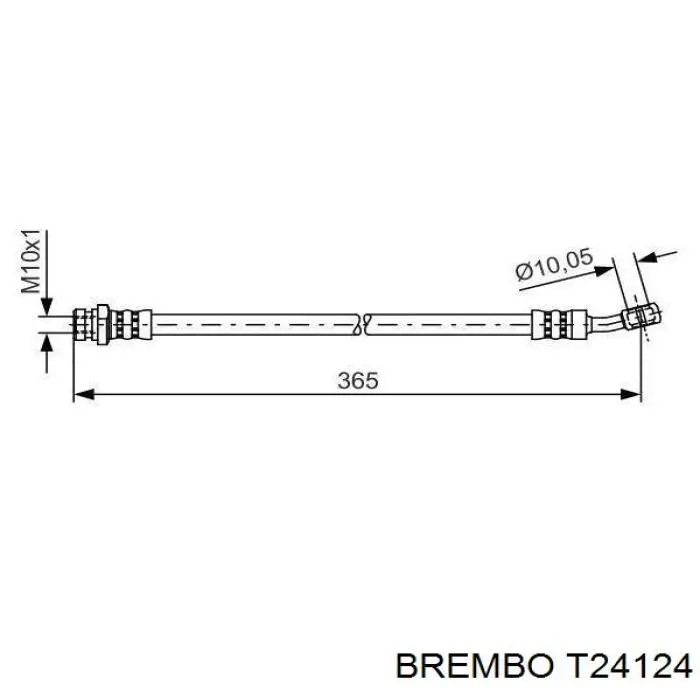 T 24 124 Brembo шланг тормозной задний правый