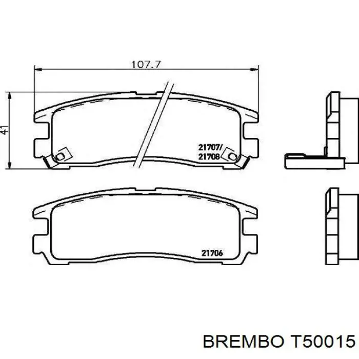 Tubo flexible de frenos trasero T50015 Brembo
