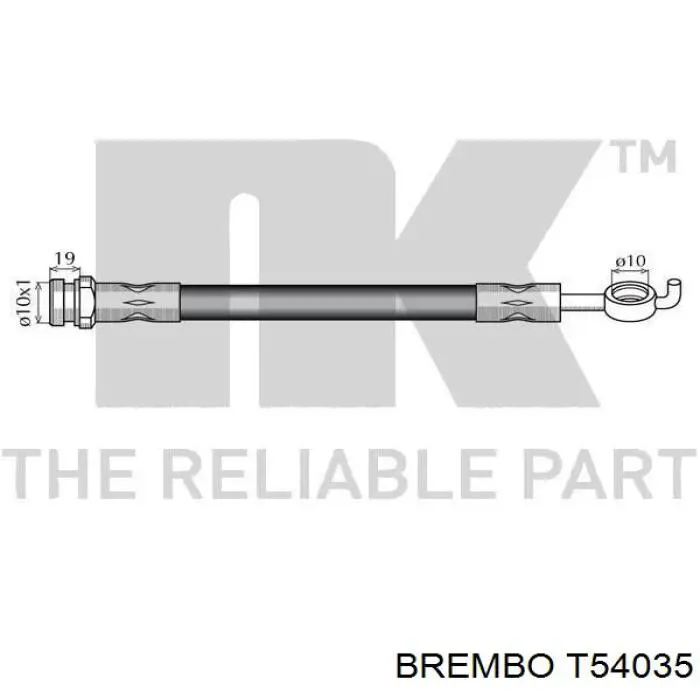 T54035 Brembo шланг тормозной задний