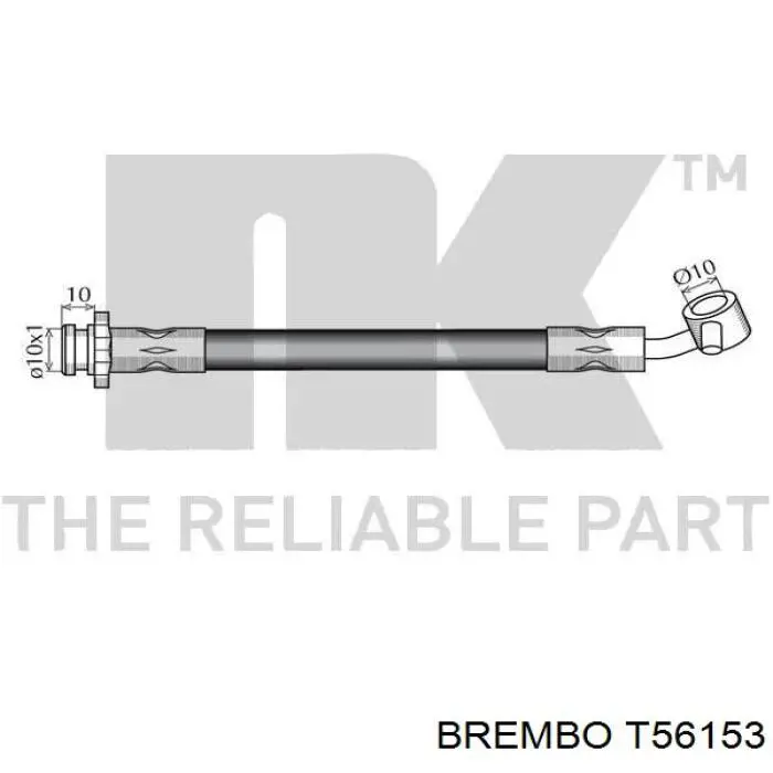 Tubo flexible de frenos delantero derecho T56153 Brembo