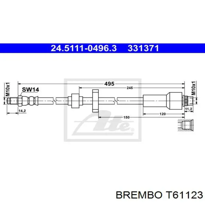 Latiguillo de freno delantero T61123 Brembo