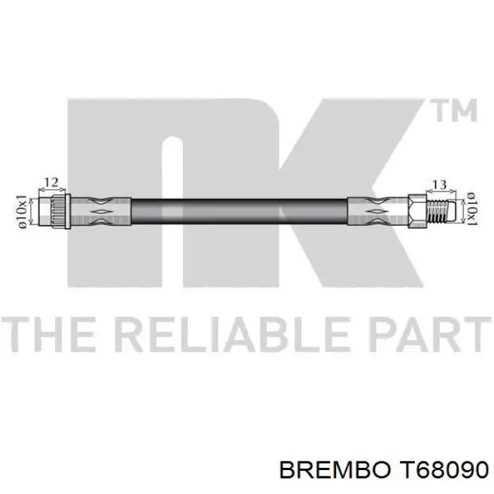Tubo flexible de frenos trasero T68090 Brembo