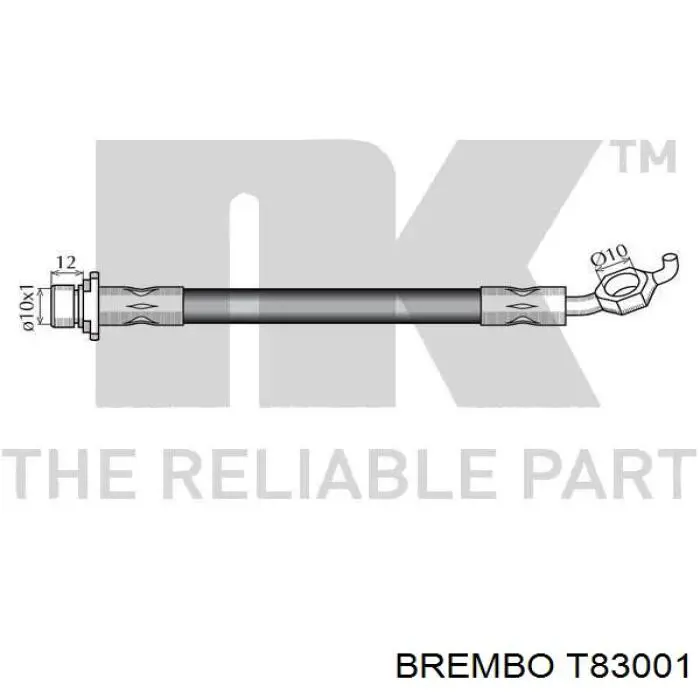 Tubo flexible de frenos delantero izquierdo T83001 Brembo