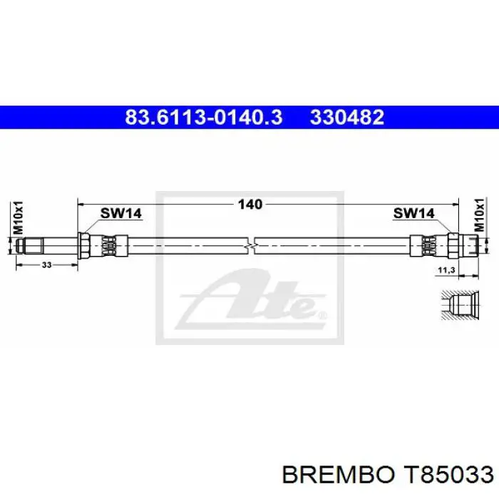 Задний тормозной шланг T85033 Brembo