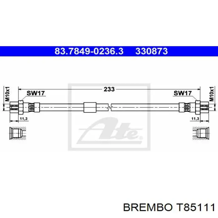 Тормозной шланг задний Brembo T85111 цена, от 6.52 USD