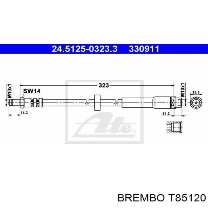 Tubo liquido de freno trasero T85120 Brembo