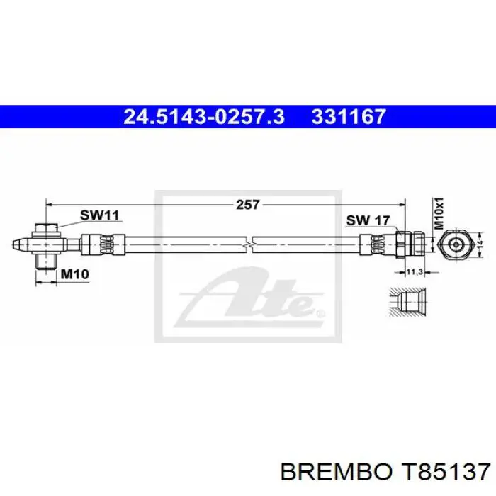 Тормозной шланг задний Brembo T85137 цена, от 9.11 USD