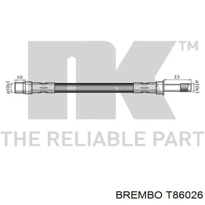 T86026 Brembo Гибкая тормозная трубка передняя
