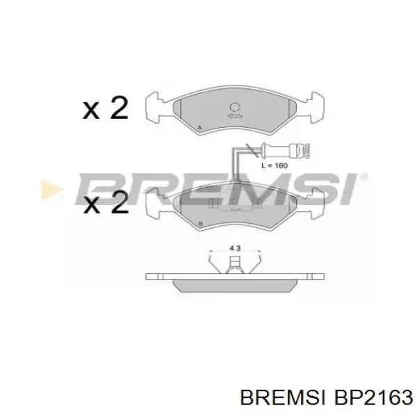 Передние тормозные колодки BP2163 Bremsi