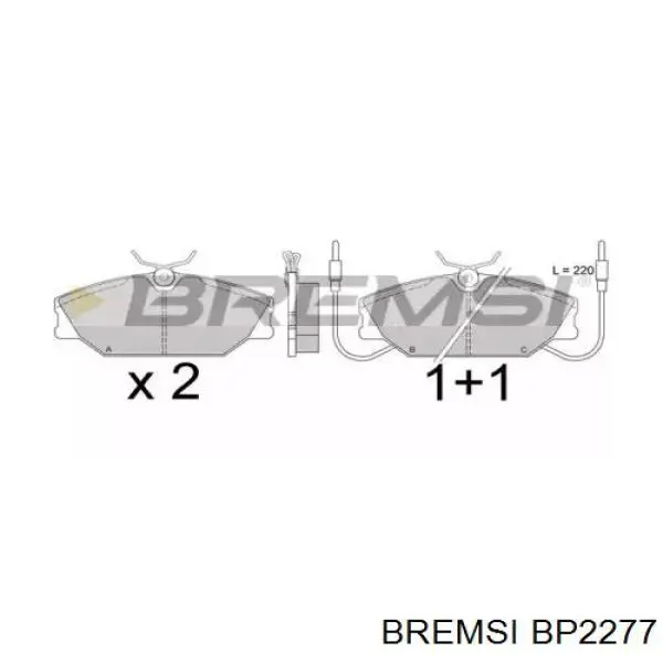 Передние тормозные колодки BP2277 Bremsi