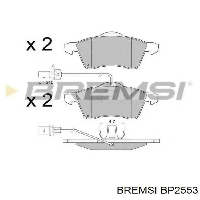 Колодки дисковые  Bremsi BP2553 цена, от 14.87 USD