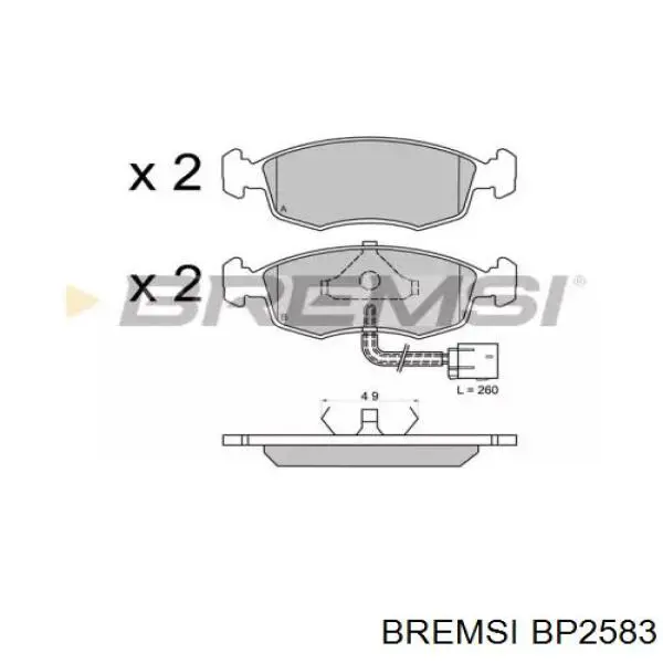 Передние тормозные колодки BP2583 Bremsi