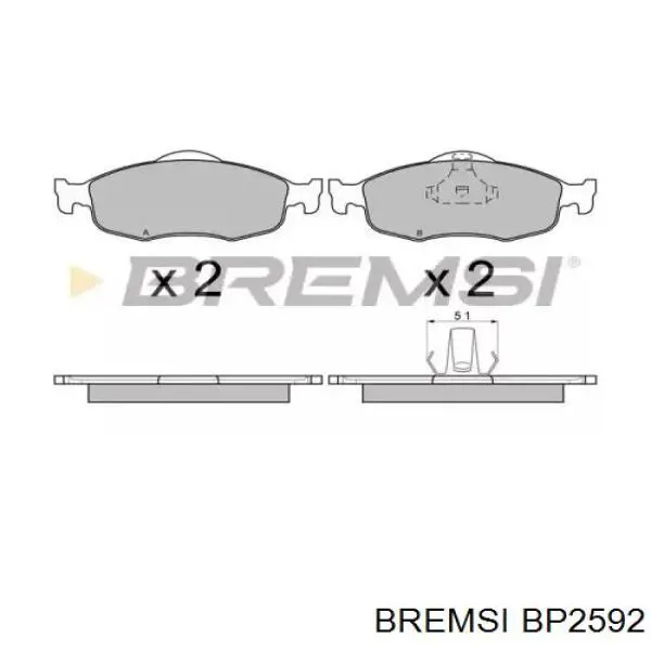 Передние тормозные колодки BP2592 Bremsi