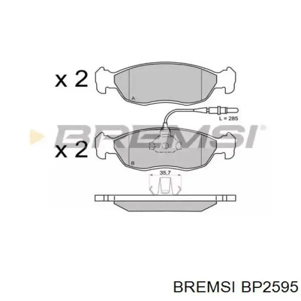 Передние тормозные колодки BP2595 Bremsi