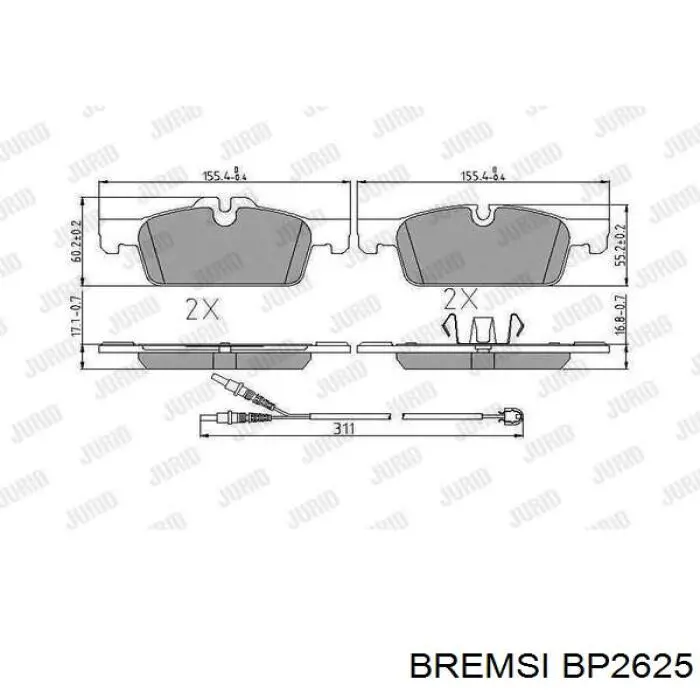 Передние тормозные колодки BP2625 Bremsi