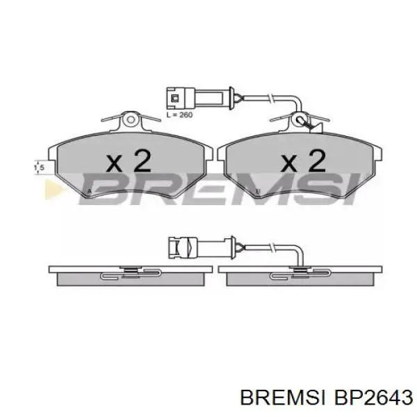 BP2643 Bremsi sapatas do freio dianteiras de disco