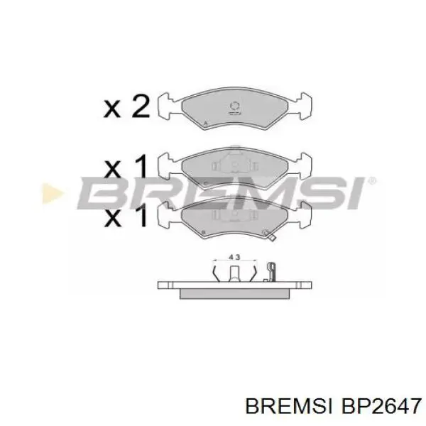 Передние тормозные колодки BP2647 Bremsi