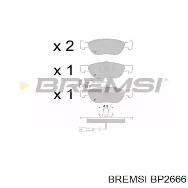 Передние тормозные колодки BP2666 Bremsi