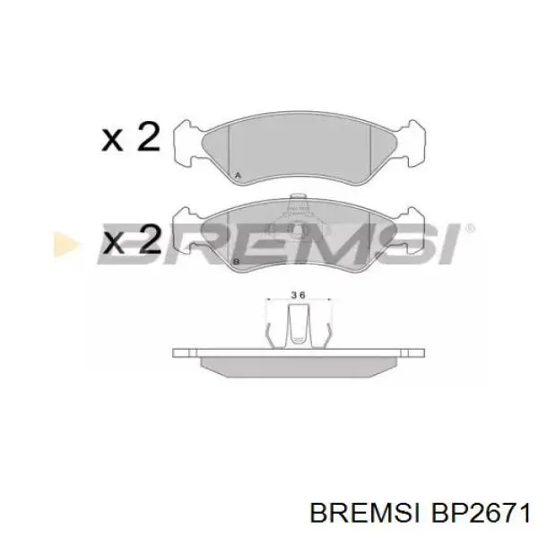 Передние тормозные колодки BP2671 Bremsi