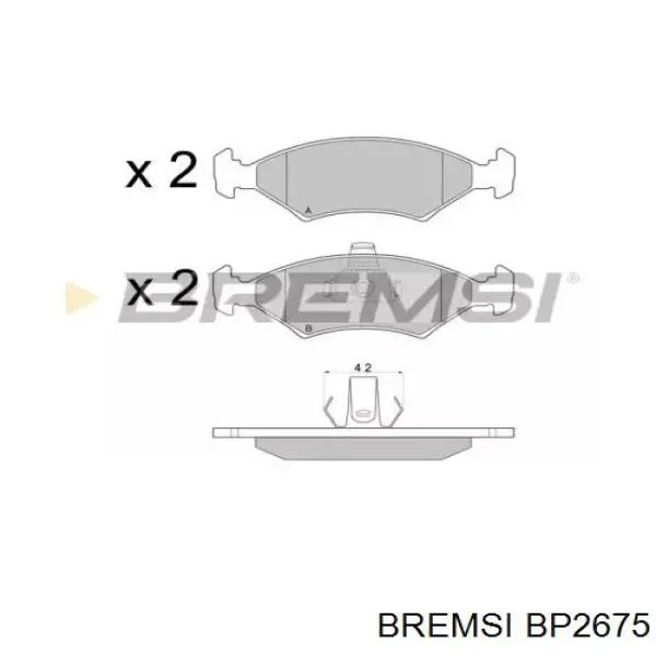 Передние тормозные колодки BP2675 Bremsi