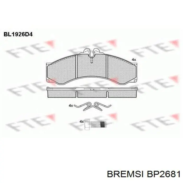Купить BP2681 Bremsi Колодки тормозные