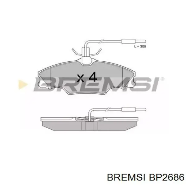 Передние тормозные колодки BP2686 Bremsi