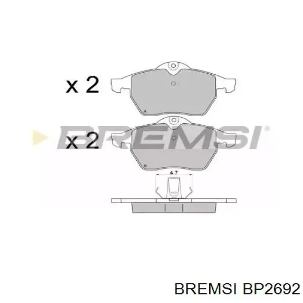 Передние тормозные колодки BP2692 Bremsi