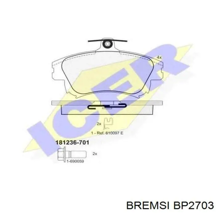 BP2703 Bremsi Колодки передние