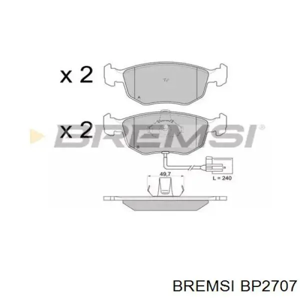 Передние тормозные колодки BP2707 Bremsi