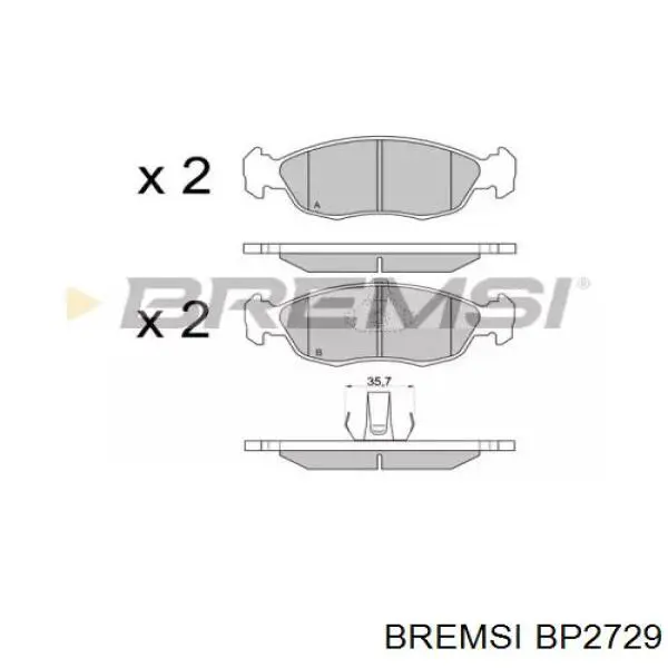 Передние тормозные колодки BP2729 Bremsi