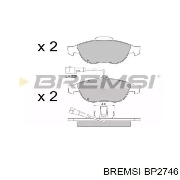 Передние тормозные колодки BP2746 Bremsi