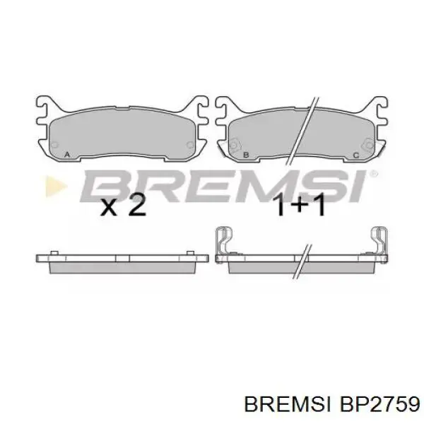 Задние тормозные колодки BP2759 Bremsi