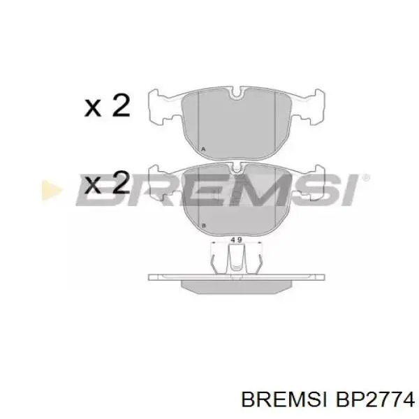 Передние тормозные колодки BP2774 Bremsi