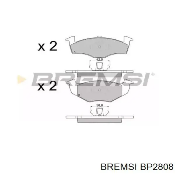 BP2808 Bremsi передние тормозные колодки