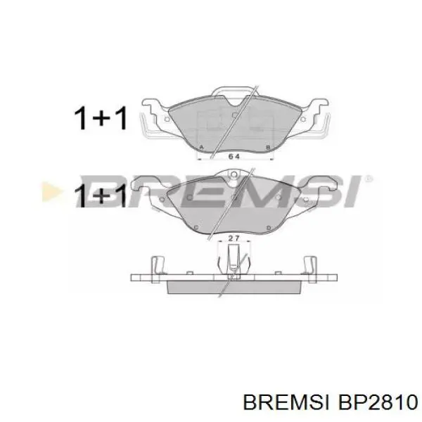 Передние тормозные колодки BP2810 Bremsi