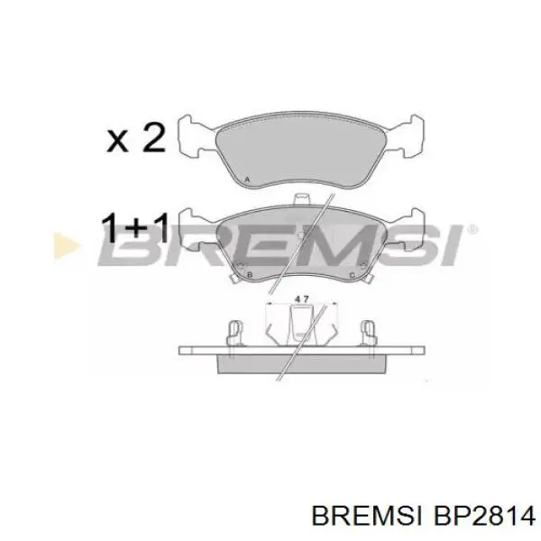 Передние тормозные колодки BP2814 Bremsi