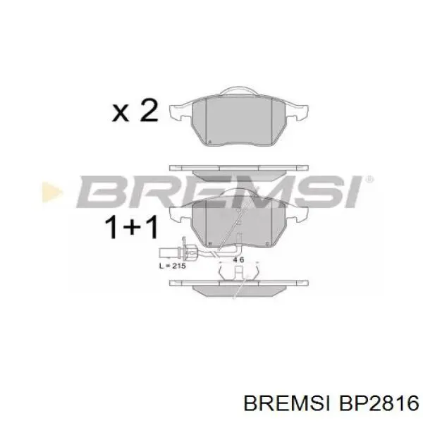 BP2816 Bremsi sapatas do freio dianteiras de disco